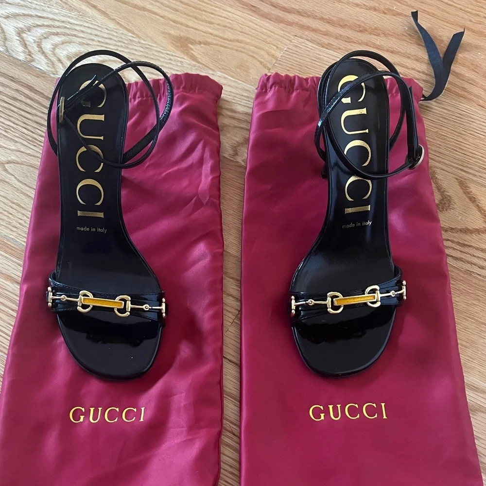 Gucci- Moorea horsebit heel sandals - Picture 5 of 6